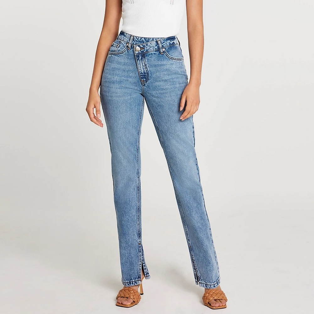 River Island Asymmetrical High Waisted Jeans